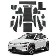 LFOTPP Car Door Groove Mat for Kona EV Kona Elektro 2020 2021 2022 Car Gate Slot Cup Mat Auto Interior Kona EV Accessories 2022