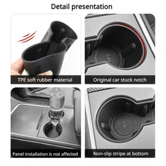 Central Control Cup Holder for New Tesla Model Y 3+ TPE Double Water Cup Storage Stand  for Model3 Car Interior Accessories 2024