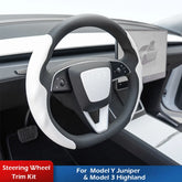 Steering Wheel Cover for Tesla Model Y Juniper 2025 Model 3 Highland Matte White Steering Wheel Trim Kit Protector Accessories