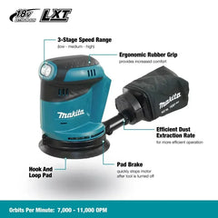 New Makita DBO180Z 18V Brushless Cordless Rechargeable Disc Random Orbital Sander Woodworking Sanding Putty Polishing Bare Tool
