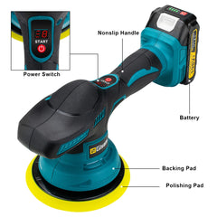 Gisam Cordless Car Polisher 8 Gears Digital Display Electric Polisher Auto Car Polishing Waxing Machine For Makita 18V Battery