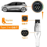 Feyree EV Charger Adapter Type2 to GB/T Converter 32A 22KW 3P for China Standard Electric Vehicle 7KW 32A 1P EV Car Connector