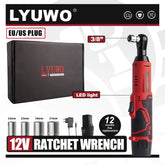 LYUWO 12V Cordless Right Angle Electric Wrench 45NM 3/8 Inch Ratchet Wrench Disassembly Nut Car Maintenance Tool With 4 Sockets