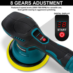 Gisam Cordless Car Polisher 8 Gears Digital Display Electric Polisher Auto Car Polishing Waxing Machine For Makita 18V Battery