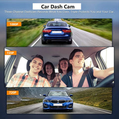 Dash Cam Car DVR 1080P Dashcam for car surveillance camera Automobiles 3 Lens Front Rear Interior Vehicle Video Drive Recorder