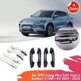 Car Door Handle Cover for BYD Song Plus SA3 Seal U Sealion 6 DM-i EV 2021~2025 2022 Carbon Fiber Chrome Trim Scratch Accessories