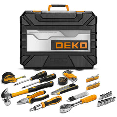 DEKO 228Pieces Socket Wrench Auto Repair Tool Combination Package Mixed Tool Set Hand Tool Kit with Plastic Toolbox Storage Case