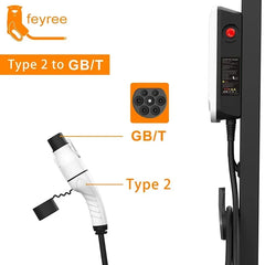 Feyree EV Charger Adapter Type2 to GB/T Converter 32A 22KW 3P for China Standard Electric Vehicle 7KW 32A 1P EV Car Connector