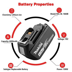 Original Makita 6Ah/5Ah//3Ah for Makita 18V Battery BL1830B BL1850B BL1850 BL1840 BL1860 BL1815 Replacement Lithium Battery