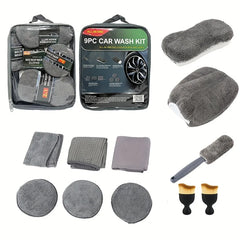 11pcs Microfiber Car Cleaning Kit Tire Brush Scratch Removal Pads Detailing Sponges Interior Cleaning Essentials Cleaning Tools
