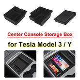 Car Storage Box For Tesla Model Y 3 Center Console Trays Armrest Hidden Box Bins Cup Holder Organizer Auto Interior Accessories