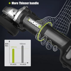 Worx Cordless Angle Grinder Brushless WU806 Bare Tool 20v 100x16mm 9500rpm Clutch Protection for Polishing Cutting Share Kress