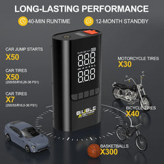 Car Jump Starter With Wireless Tire Inflator Pump Car Tire Wireless Air Pump Inflator For Car Motorcycle Bicycle