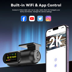 Kocam 2K Dash Cam WiFi Mini Car DVR Camera Auto Night Vision Video Recorder Black Box Support GPS 24H Parking Monitor