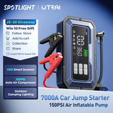 UTRAI All-in-One 7000A Car Jump Starter with Air Compressor &  OBD Diagnosis & Outdoor Camping Lights Emergency Boosters