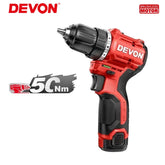 Devon Cordless Electric Drill Brushless Motor 5208 12v 50Nm 1700rpm Dual Speed Torque Adjustable Share Flex Battery Platform