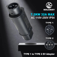 Kolanky 32A 7.2 KW Type 2 to Type 1 Adapter Type 1 To Type 2 Conventor Type 2 To GBT Adapter Charging Electric Vehicle Cars
