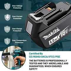 Makita 18V battery for Makita 18V power tools The 18V Makita BL1860B rechargeable battery can replace BL1850B LXT400