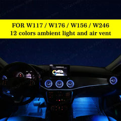 12/64 Colors Ambient Light for Mercedes-Benz A CLA GLA W176 W117 W156 Turbine Air Vent Ambient Light Kit Colors Vents Car Parts