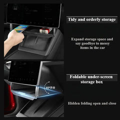 Hidden Storage Organizer Tray for Tesla Model Y Juniper/Model3 Highland Storage Box Under Central Control Screen Box Accessories