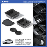 For Tesla Model Y Juniper 2025 & Model 3 Highland 2024 2025 ABS Center Console Organizer Tray Armrest Storage Box Accessories