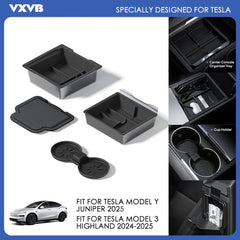 For Tesla Model Y Juniper 2025 & Model 3 Highland 2024 2025 ABS Center Console Organizer Tray Armrest Storage Box Accessories