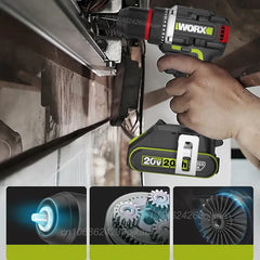 Worx WU173 Wireless Dual Speed Drill Rechargeable Brushless 20v 50Nm 1900rpm 18+1 Torque Adjustable Share WORX 5pin Battery