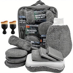 11pcs Microfiber Car Cleaning Kit Tire Brush Scratch Removal Pads Detailing Sponges Interior Cleaning Essentials Cleaning Tools