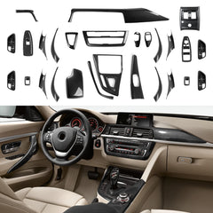 For BMW F30 F31 F34 3GT F32 F33 F36 Center Console Dashboard Gear Shifter Panel Car Trim Accessories, Carbon Fiber ABS Sticker