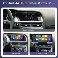 Road Top Radio Multimedia Linux Screen For Audi A4 A5 2009-2015 Wireless CarPlay Android Auto Airplay Car Player Function