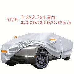 Silvery waterproof cover suitable for Tesla trucks, all-weather zipper door and windshield cover, protection against snow, rain and hail, Silvery car cover with reflective strips suitable for Tesla Cybertruck exclusive car co