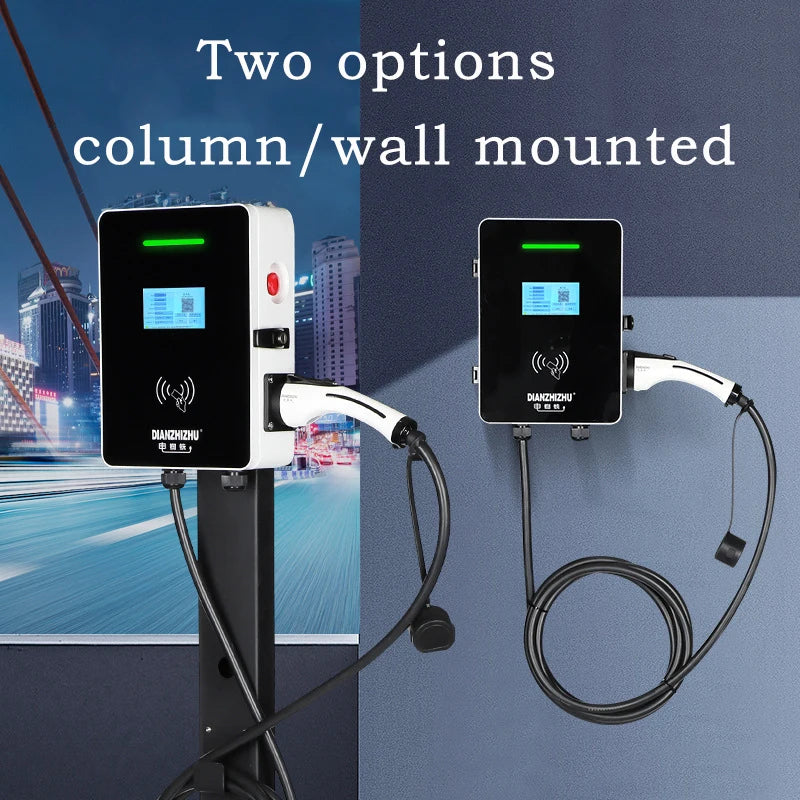 Oem Ac Home Wall Mounted 7kw 11kw 22kw 44kw Wall Box Electric Vehicle Charging Station Ev Charger With Lcd Screen
