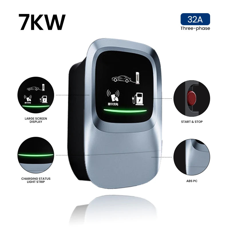 APP Electric Car Charger 7kw 11kw Type 2 EV Charging Station CCS GB Interface 16A/32A Rated  5m Cable Fast Charging Wallbox
