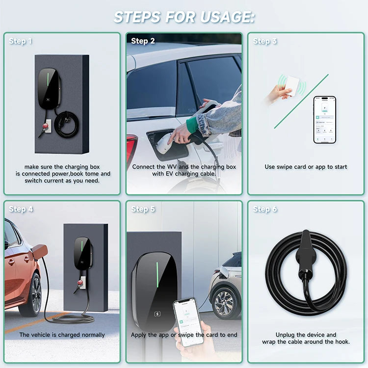OEM 22KW 32A/16A Wall-Mounted EV Charger 7KW 11kW Type 2 WiFi  App OCPP Home Use AC Charging Station Fast Charging for EV
