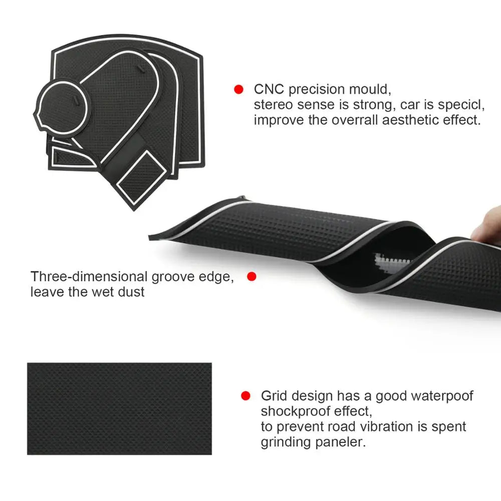 LFOTPP Car Door Groove Mat for Kona EV Kona Elektro 2020 2021 2022 Car Gate Slot Cup Mat Auto Interior Kona EV Accessories 2022