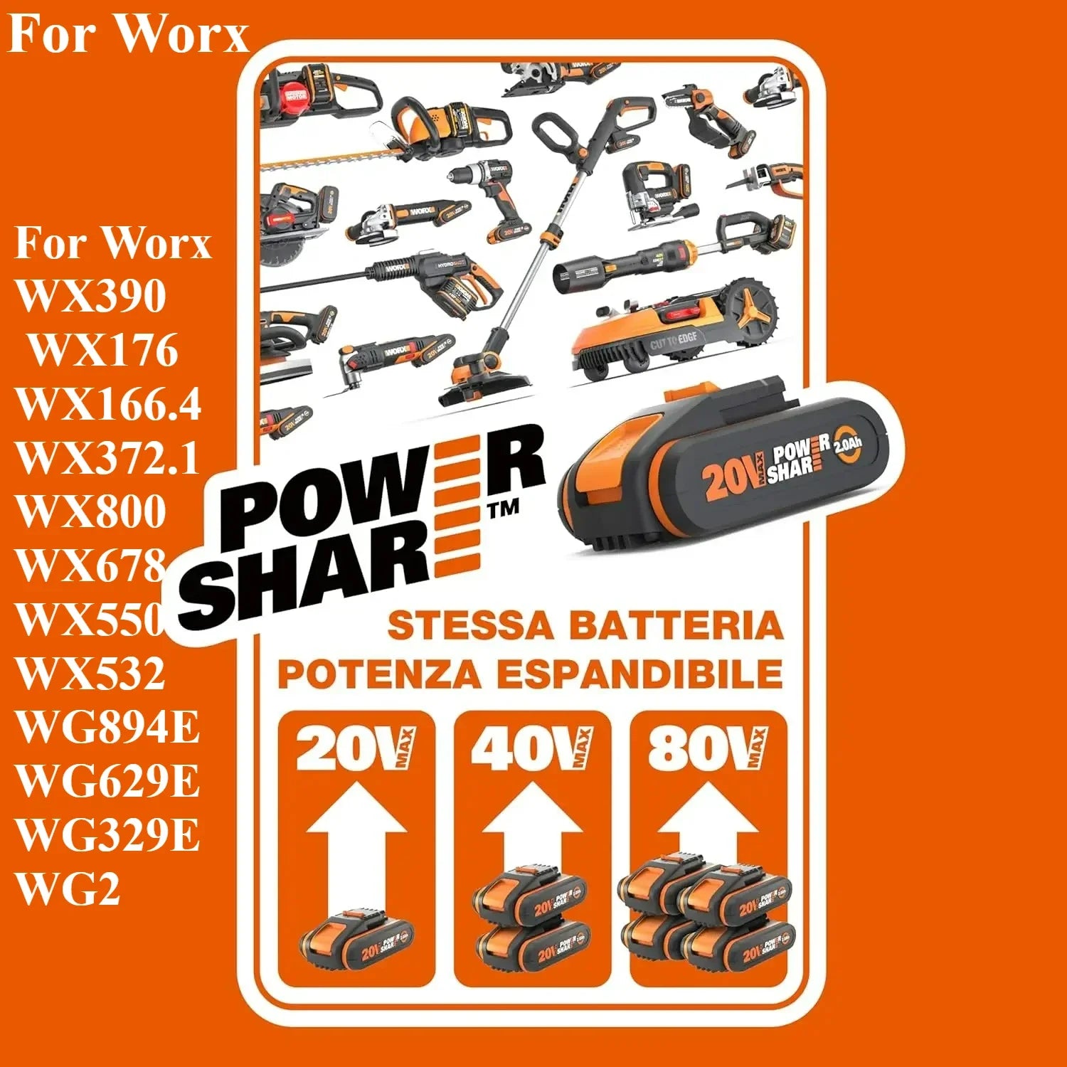 100% Original 8Ah 4Ah for WORX 20V WA3014 WA3551 WG630 WG629 WX372 WX390 WX394 WX550 WX523 WX802 WX858 WX900 Power Tool Battery