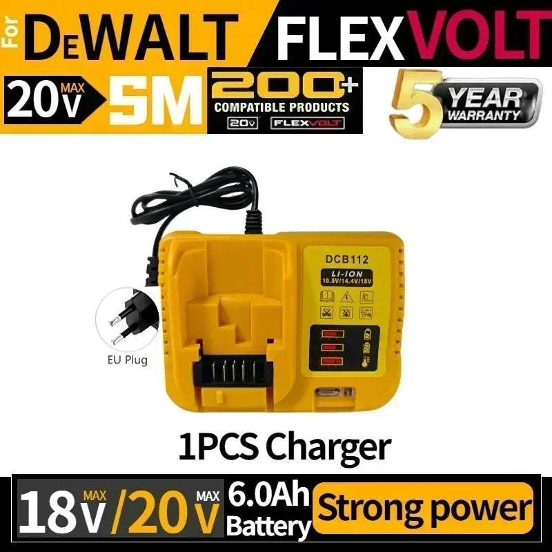 ⚡😊💪Original Battery 20V 6Ah 8Ah MAX FlexVolt for DeWALT DCB606 DCB205 DCB206 DCB209 DCB182 Power Tool with Charger⚡😊💪