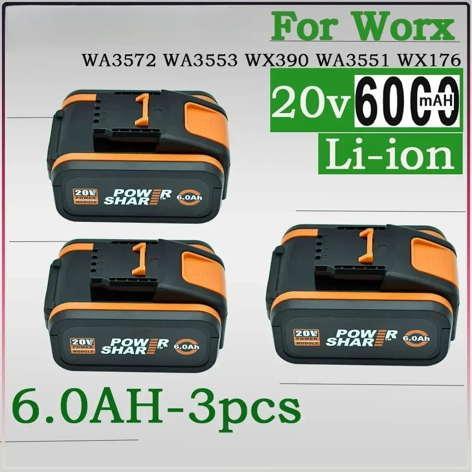 8.0Ah Lithium-ion Battery For WORX 20V high-capacity  WA3551 WA3551.1 WA3553 WA3641 WX373 WX390 Rechargeable Battery Tool