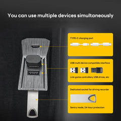 Glovebox USB Hub For Tesla New Model Y Launch Juniper 2025 Model 3 Highland 2024 Type-C Port Digital Display Splitter Docking
