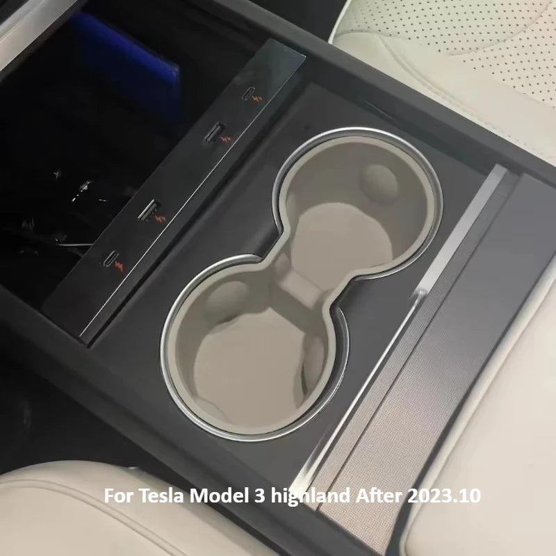 Central Control Cup Holder for New Tesla Model Y 3+ TPE Double Water Cup Storage Stand  for Model3 Car Interior Accessories 2024