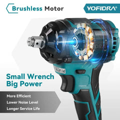 Yofidra Brushless 1000N.M Electric Impact Wrench 3Funtion 1/2inch Cordless Screwdriver Electric Drill For Makita 18V Battery Pin