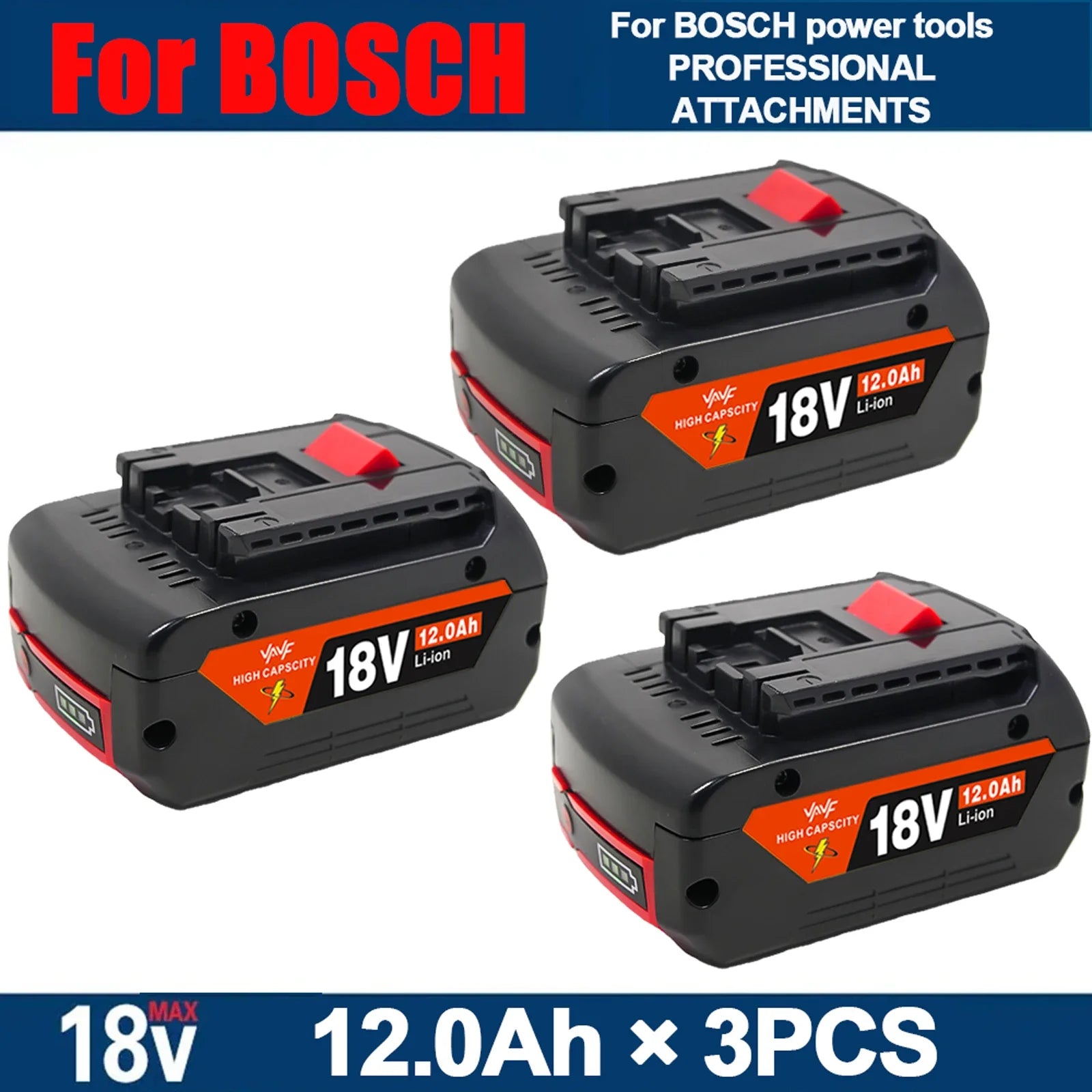 For Bosch 18V Professional System Power Tools BAT609 BAT618  GBA18V80 ProCORE 18V 12.0Ah Replacement Battery, 18650 Li-Ion🌭