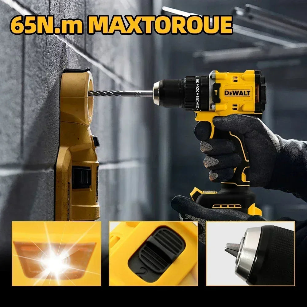 DEWALT-destornillador eléctrico compacto sin escobillas, batería de litio de 20V, taladro manual, taladro de impacto DCD805，