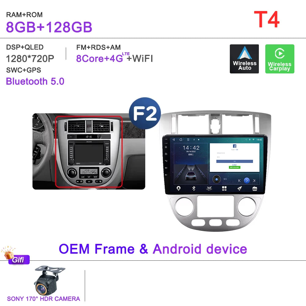 Android 15 For Chevrolet Optra Daewoo Nubiraa Suzuki Forenza Lacetti J200 For Buick Excelle Hrv Car Radio Navigation Screen GPS