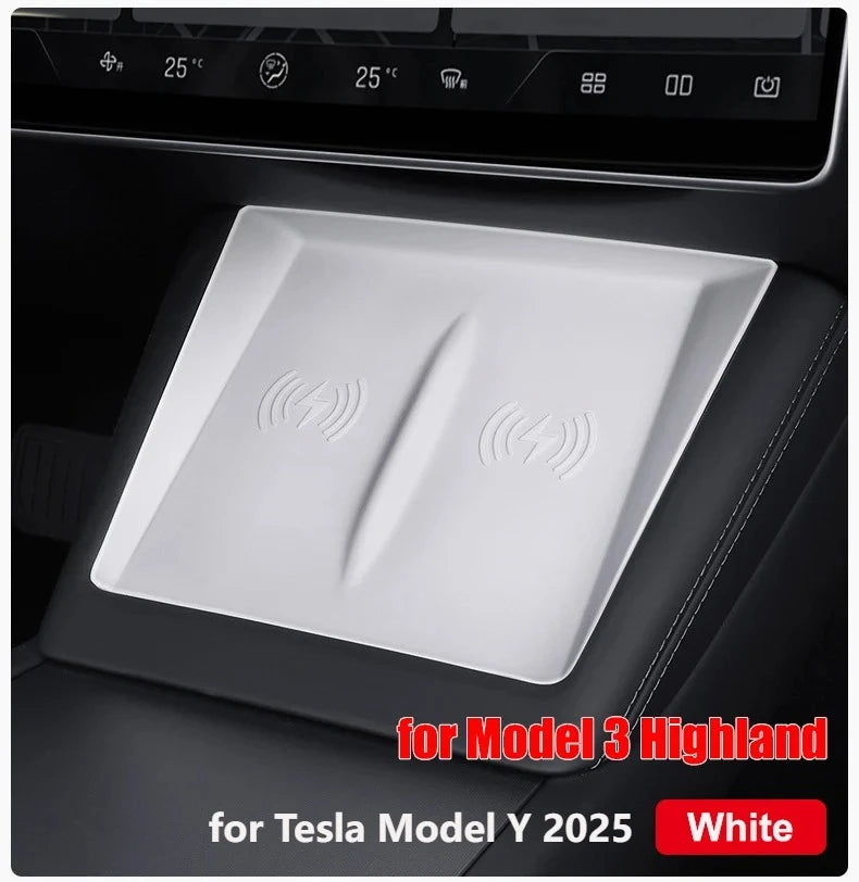 Tesla Model Y Juniper 2025 Center Console Wireless Charging Pad & Mirror Protector - kingpowerauto