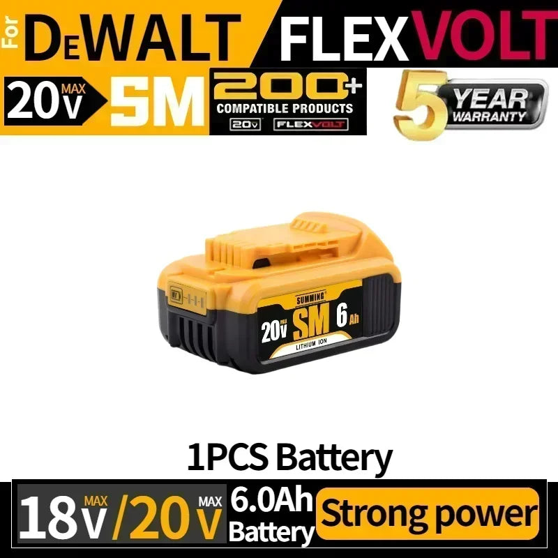 ⚡😊💪Original Battery 20V 6Ah 8Ah MAX FlexVolt for DeWALT DCB606 DCB205 DCB206 DCB209 DCB182 Power Tool with Charger⚡😊💪