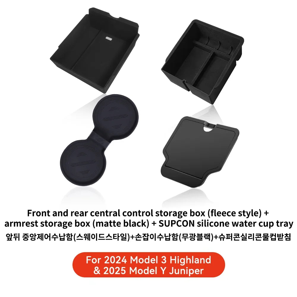 YZ For Tesla Model 3 Y  Highland Juniper 2021-2025 Storage Box Center Armrest Hidden Box Cup Holder Organizer Car Accessories