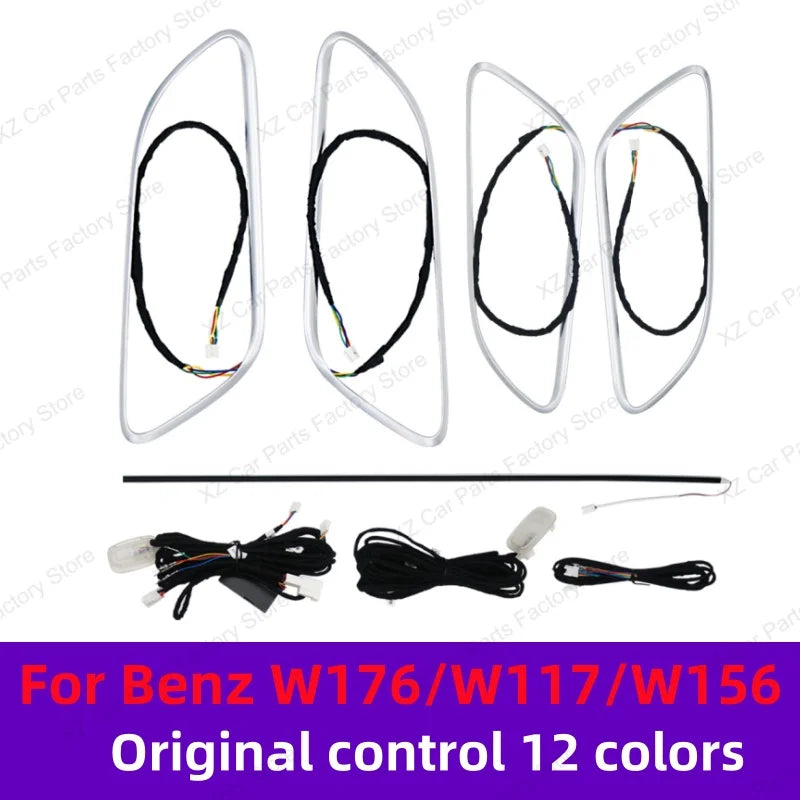 12/64 Colors Ambient Light for Mercedes-Benz A CLA GLA W176 W117 W156 Turbine Air Vent Ambient Light Kit Colors Vents Car Parts
