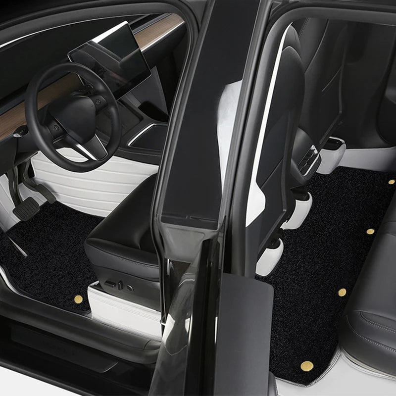 Tesla Model Y Custom Fit Car Accessories Floor Mat Interior Cowhide for Tesla Model Y Double Layers for Front and Rear Seat