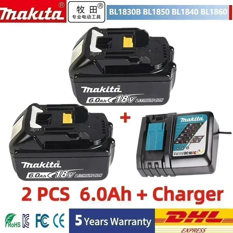 Makita Latest Upgraded BL1860 Rechargeable Battery 18V 6Ah Lithium for Makita 18V Battery BL1840 BL1850 BL1830 BL1860B LXT 400